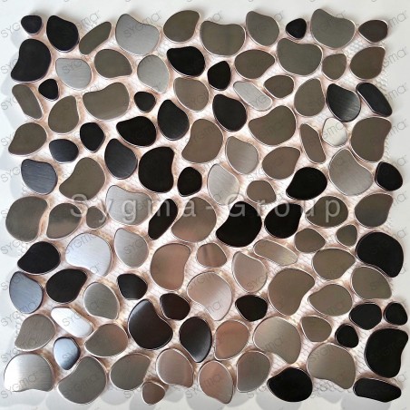 Mosaico de guijarros de metal acero para suelo o pared modelo GALET TWIN