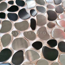 Mosaico de guijarros de metal acero para suelo o pared modelo GALET TWIN