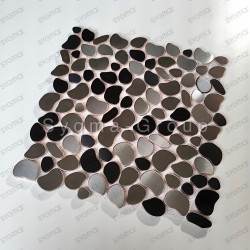 Mosaico de guijarros de metal acero para suelo o pared modelo GALET TWIN
