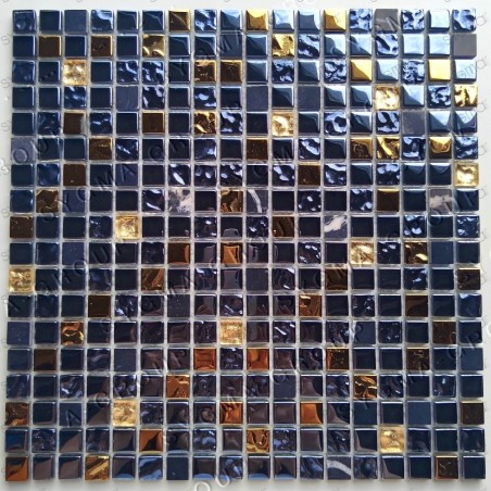 Azulejo de mosaico iridiscente negro para cocina y baño YAKO