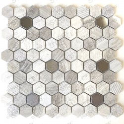 Piso o pared de azulejos hexagonales de piedra de mosaico BELLONA BEIGE