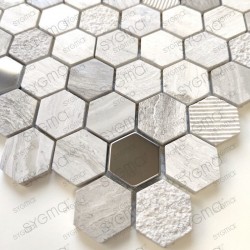 Piso o pared de azulejos hexagonales de piedra de mosaico BELLONA BEIGE