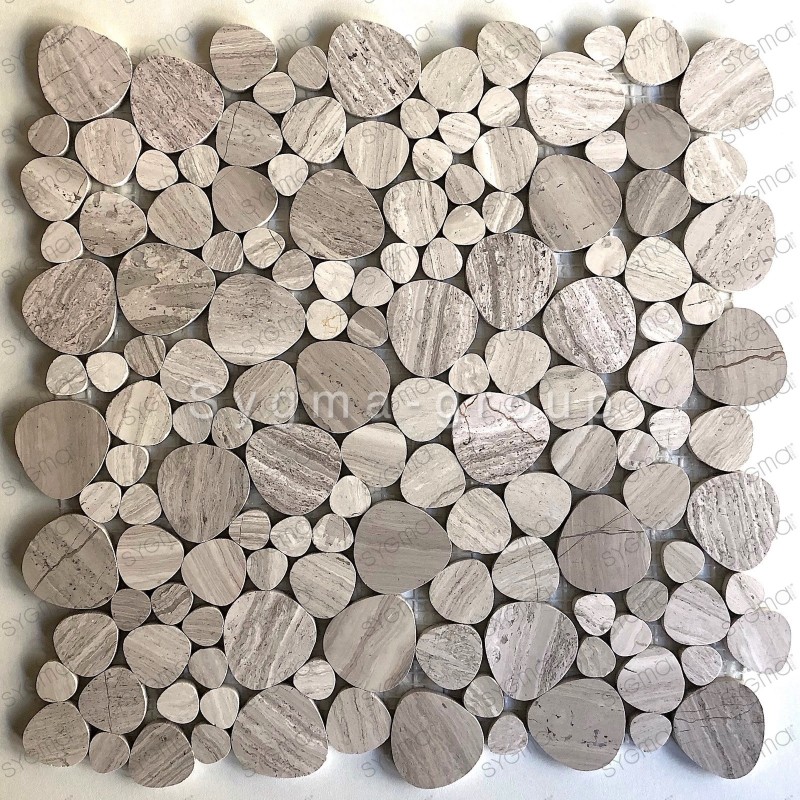 Mosaico de guijarros de piedra de mármol para suelo de ducha o pared de baño NEFERTI