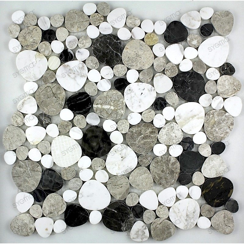 Azulejo de mosaico de guijarros de piedra de mármol para piso de ducha o pared FUTUNA