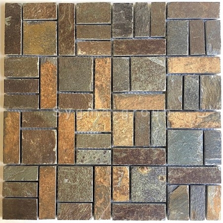 Mosaico de piedra y baldosa de pizarra natural modelo Kinoa